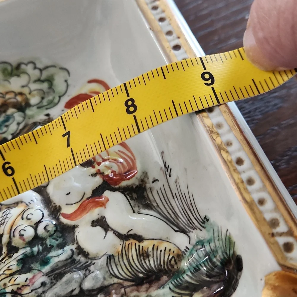 1970S HANDCRAFTED CAPODIMONTE CERAMIC ASHTRAY .
